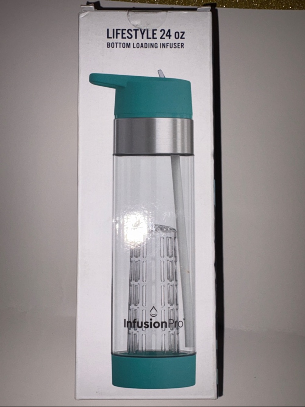 Lifestyle 24 oz Teal Infuser Bottle - Bottom Loading